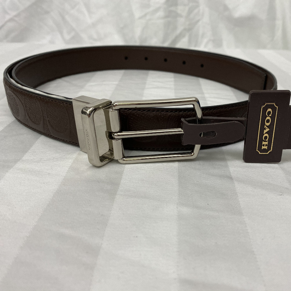 NWT Brown Coach Belt Signature Leather Embossed